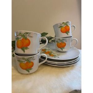Mandarin the TOSCANY Set of 4 snack plates and cups
